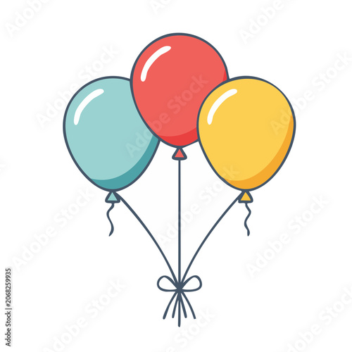 Three colorful balloons in flat design style