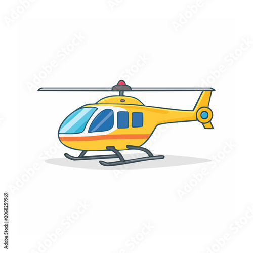 Yellow cartoon helicopter side view illustration