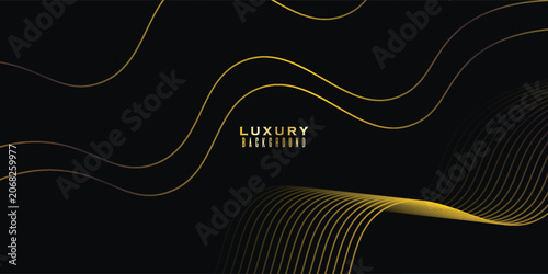 Luxury background vector design. Black and gold luxury background with fold paper and pattern decoration