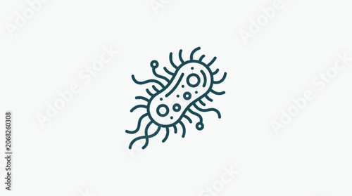 Quadro su tela Stylized illustration of a single bacterium with flagella.