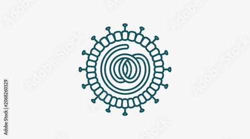Stylized illustration of a virus particle with spikes.