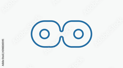 Two blue circles connected by a thin line.