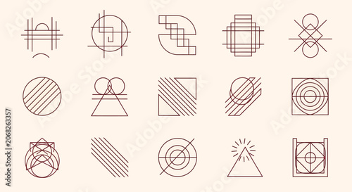 Abstract Geometric Shapes Collection on Beige Background