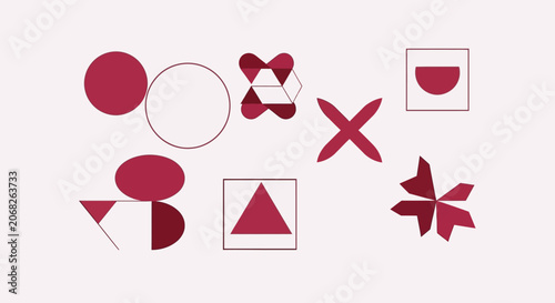 Abstract Geometric Shapes Collection on Light Pink Background