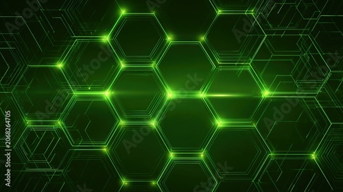 Neon green glowing honeycomb pattern on dark background