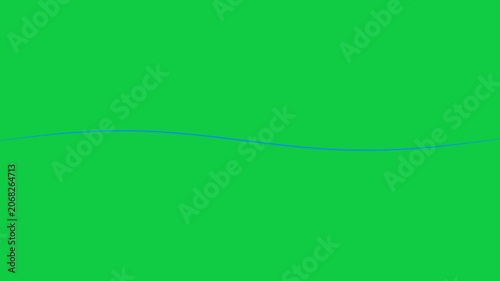 Thin Blue Wave Line Rolling Looping Animation on Green Screen Background