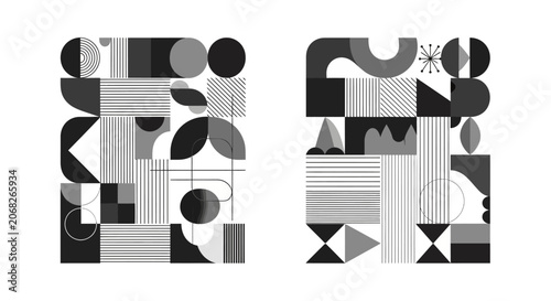 Abstract Geometric Shapes Composition, Modern Design Pattern