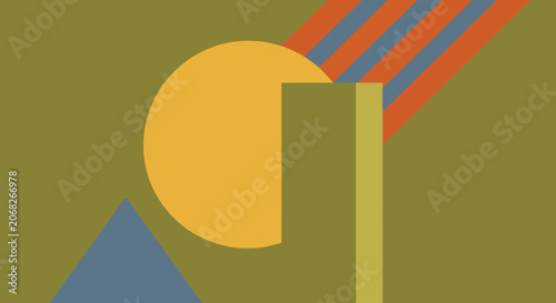Abstract Geometric Shapes Composition, Retro Style