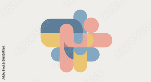 Abstract Geometric Shapes Connecting, Modern Design, Soft Colors
