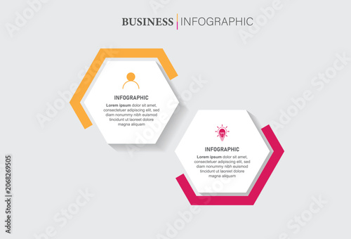 Infographic design template. Timeline concept with 2 steps