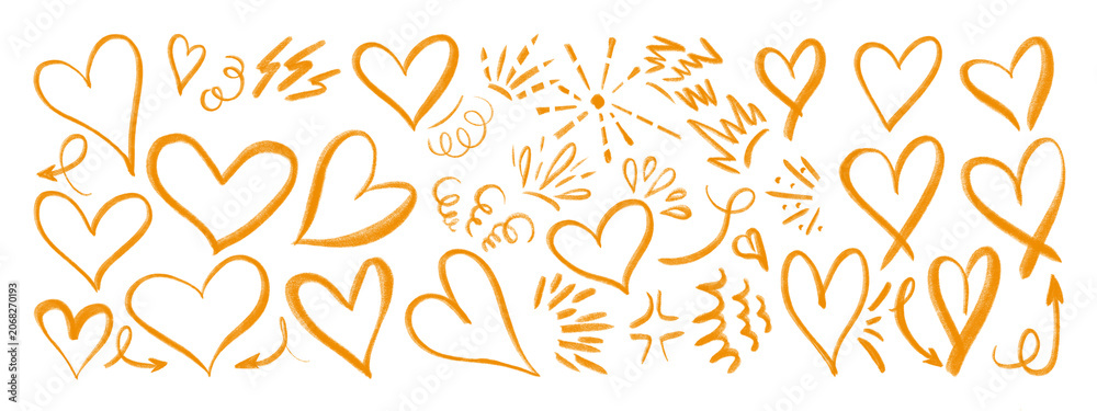 Fototapeta premium Seamless pattern of orange and white hearts on light background