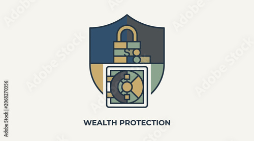 Fotografie Wealth Protection Lock and Shield Icon.