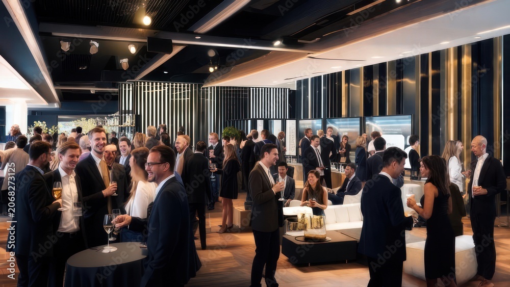 Fototapeta premium Business event, many people socializing