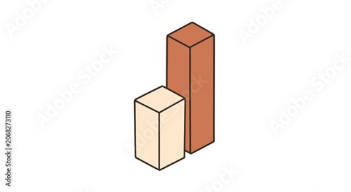 Comparison bar chart with two isometric columns