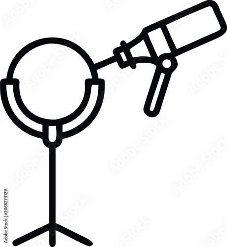 Black outline studio microphone icon for broadcasting apps