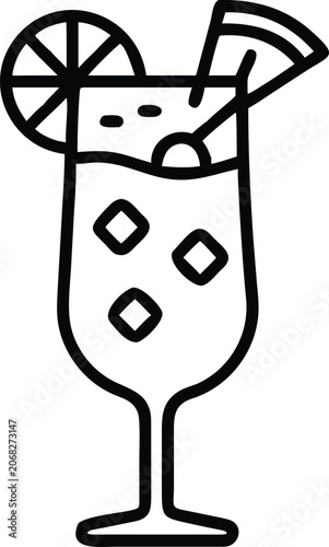 Refreshing cocktail drink outline icon beverage design