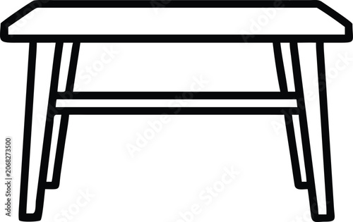 Simple wooden table line art vector drawing icon