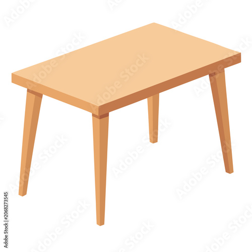 Wooden table isometric vector illustration for interior