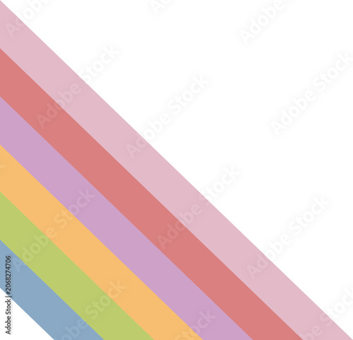 Colorful Korean Obangsaek Corner Frame Background with Diagonal Stripes