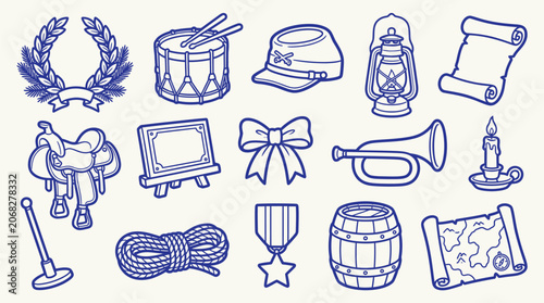 Cuadro en lienzo Collection of historical American Civil War icons and symbols.