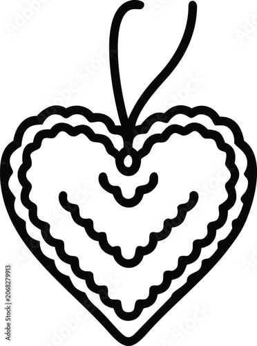 Decorative lace heart illustration flat vector drawing