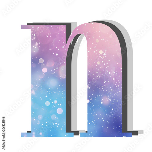 Galactic Letter N A Cosmic Design with Swirling Nebulae and Starry Sparkles
