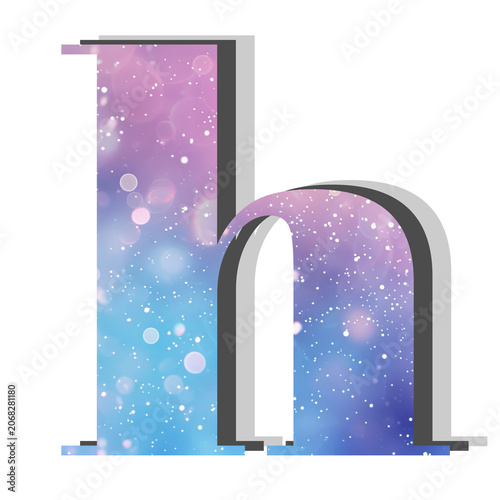 Lowercase Letter H with Cosmic Galaxy Texture