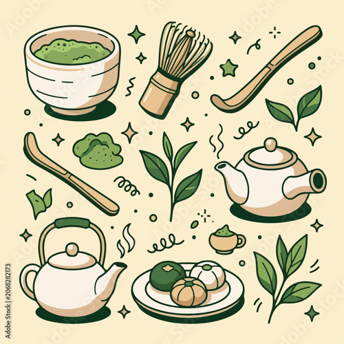Obraz na plátne Matcha Green Tea Ingredients 2.
