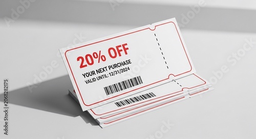 Discount Coupon Stack: Save 20% on Your Next Purchase - Clean Light, Subtle Shadows.