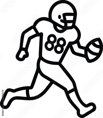 Football player running icon outline sports graphic