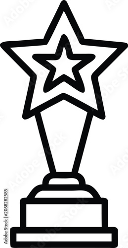 Star trophy icon line art for website reward design