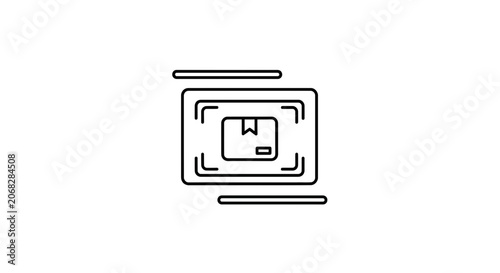 Package scanning icon, logistics and delivery tracking, technology concept