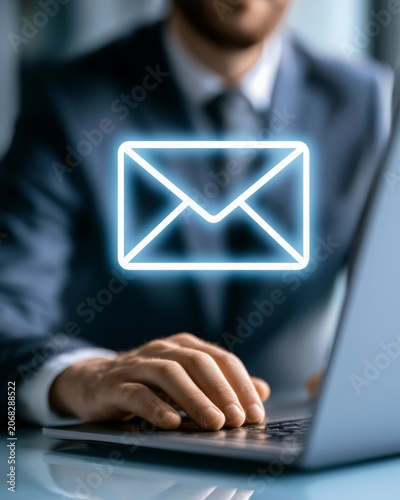 Male business executive with business email concept