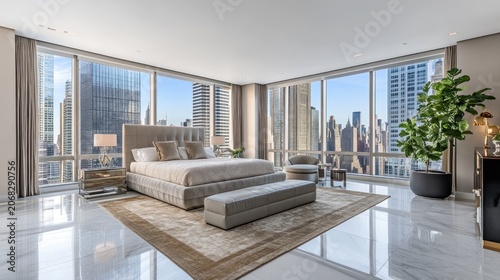 Luxury bedroom with city view new york