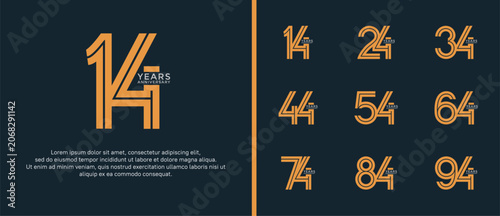 anniversary vector logo set, orange color can be use for celebration