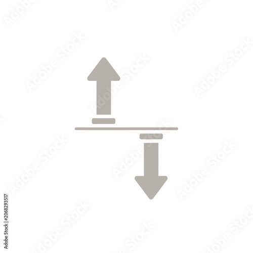 Clean minimalist vector icon of opposing up and down arrows with a horizontal line separator on a white background