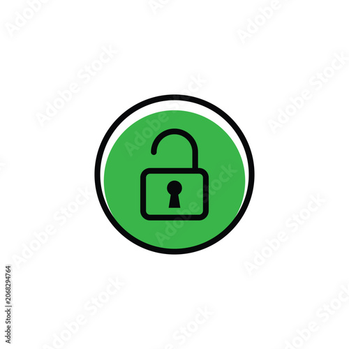 Green circular background black padlock icon