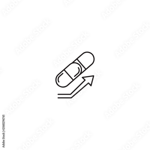 Vászonkép Pill capsule with upward arrow indicating increased dosage or efficacy trend