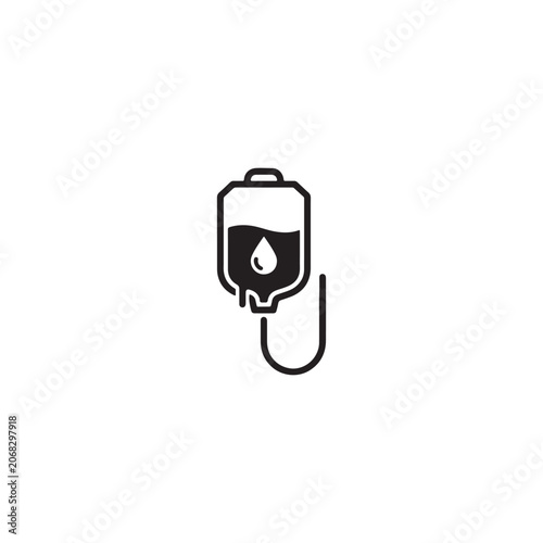 Intravenous saline drip bag medical treatment symbol infusion icon vector.