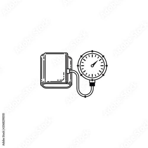 Blood pressure monitor sphygmomanometer medical equipment icon flat vector.
