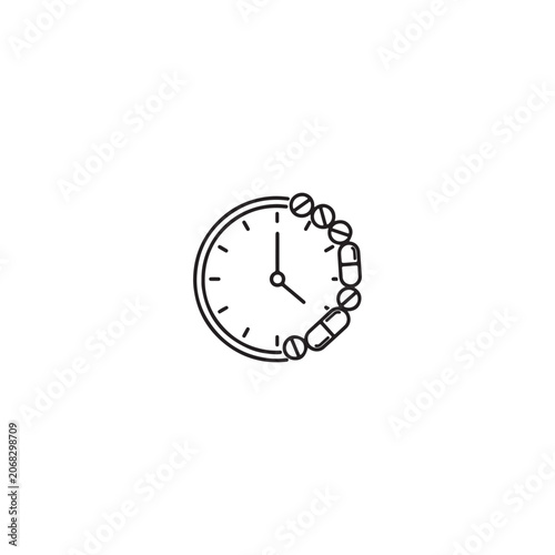 Medical time pill icon design vector isolated on white background.