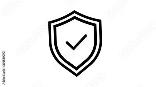 shield checkmark line icon animation for cyber security and data protection
