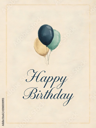 classic Happy Birthday card in theme of balloon  