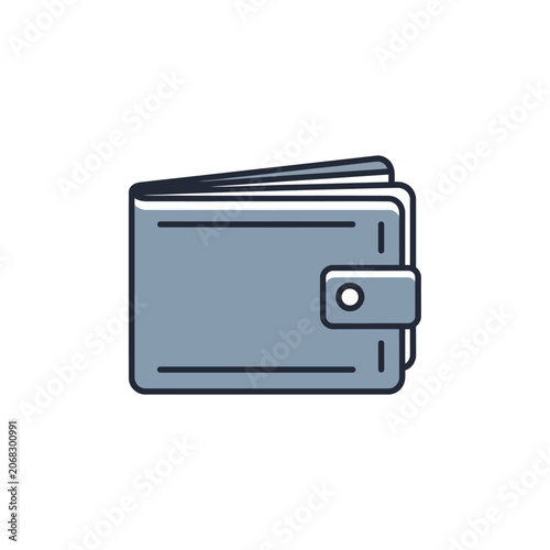 Minimalist Flat Vector Illustration of a Classic Bifold Wallet for Financial Planning and Personal Finance Management Concepts