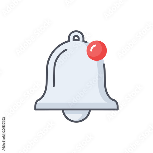 Vector illustration of a notification bell icon with a red alert dot, isolated on white background