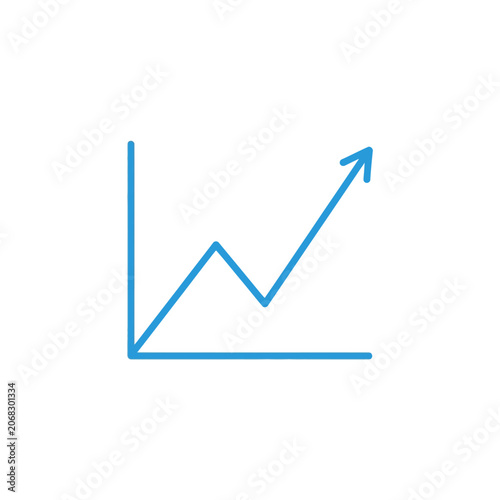 Vector illustration of an upward trending line graph, symbolizing business growth, financial success, data analysis, and market performance