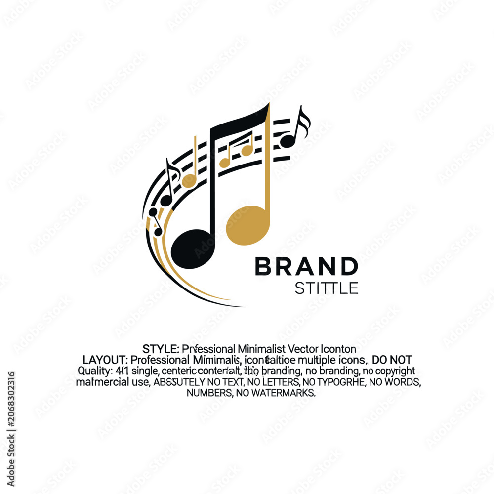 Obraz premium Music brand logo featuring abstract staff and note symbols.
