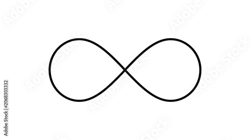 Simple black infinity symbol on a clean white background representing eternity and endlessness