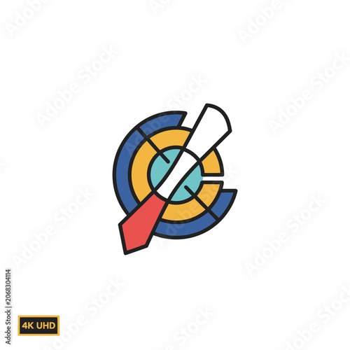 Modern Geometric Business Logo Icon with Abstract Tie and Target Elements