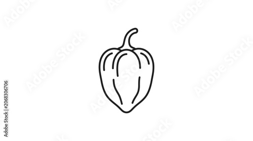 A simple black and white line art illustration of a habanero pepper.
